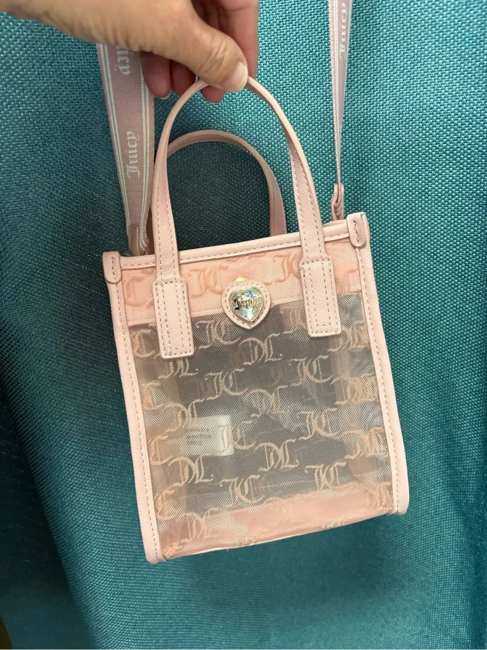 Juicy Couture Pink & Clear Crossbody Tote with Logo Accent